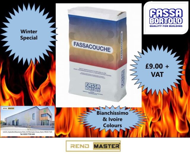 ❄️WINTER SPECIAL❄️
Get your hands on our Fassacouche in Bianchissimo & Ivoire
Limited time only ⚠️
Just £9 + VAT ✅
Get ordering!
📍 Unit 5, Ashton Gate, Ashton Rd, Harold Hill, Romford RM3 8UF 📍
📞| 0333 772 2500
Maidstone -
📍Unit 6 St Michaels Cl, Aylesford ME20 7US📍
📞| 0333 772 2444 
📧| info@rendmaster.com
#RendMaster #Rending #RendingMaterials #Delivery #TopQuality #Romford #Maidstone #Kent #London #Essex